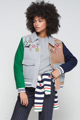GREY WOOL CONDECORATIONS EMBROIDERY JACKET