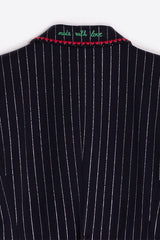 EMBROIDERY NAVY PINSTRIPE BLAZER
