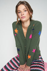 MULTICOLOR STARS GREEN CARDIGAN
