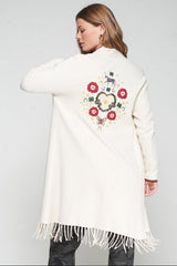 BOHO-CHIC EMBROIDERED FRINGE CARDIGAN