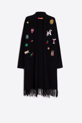 FRINGES NEGRO PRINT KNITWEAR CARDIGAN