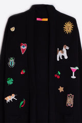 FRINGES NEGRO PRINT KNITWEAR CARDIGAN