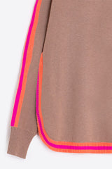 FLUO TRIM BEIGE SWEATER
