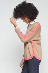 FLUO TRIM BEIGE SWEATER