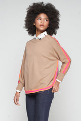 FLUO TRIM BEIGE SWEATER