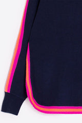 COLOURED TRIMS NAVY WOOL-BLEND SWEATER