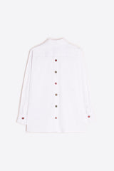 LARGA BOTONES ESPALDA BLANCO STRECH SHIRT