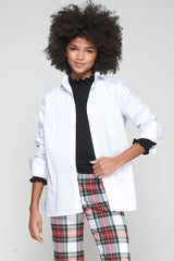 LARGA BOTONES ESPALDA BLANCO STRECH SHIRT