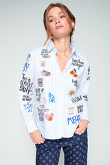 GRAFFITI WHITE STRIPED SHIRT