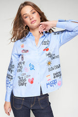 GRAFFITI BLUE OXFORD SHIRT