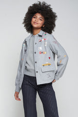 SCREEN-PRINTS GREY JACKET