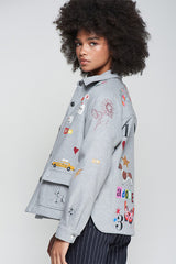 SCREEN-PRINTS GREY JACKET