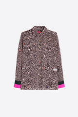 BROWN PRINTED BUTTON-UP SHIRT