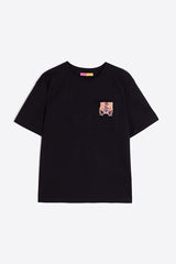 TIGER EMBROIDERY BLACK T-SHIRT