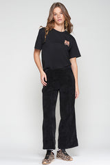 TIGER EMBROIDERY BLACK T-SHIRT