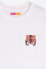 TIGER EMBROIDERY WHITE T-SHIRT
