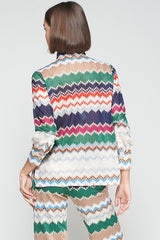 GREEN HERRINGBONE LUREX JACQUARD SHIRT