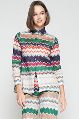 GREEN HERRINGBONE LUREX JACQUARD SHIRT