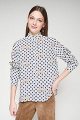 LEOPARD STAR PRINT WHITE SHIRT