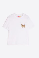 DOG EMBROIDERY WHITE T-SHIRT