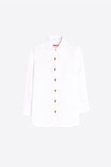 EMBROIDERED ICE CREAM WHITE LINEN SHIRT