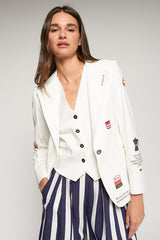 BONJOUR EMBROIDERED WHITE JACKET