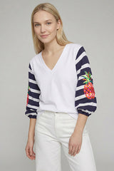 STRIPED SLEEVES T-SHIRT