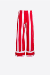 RED STRIPED STRAIGHT-LEG TROUSERS
