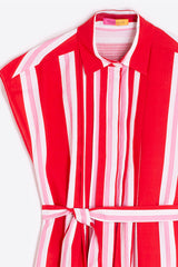 RED STRIPED MIDI DRESS