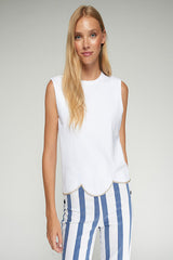 WHITE SCALLOPED HEM SLEEVELESS TOP