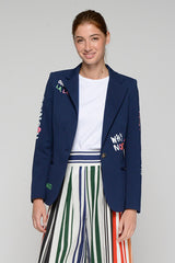 SCREEN PRINTED NAVY BLUE JACKET