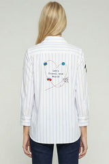 PALM TREE EMBROIDERED striped SHIRT