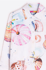 MARINE PRINT WHITE SHIRT