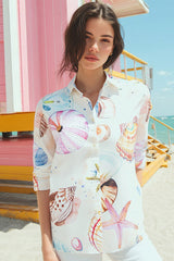 MARINE PRINT WHITE SHIRT