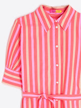 PINK STRIPED SHIRT-DRESS