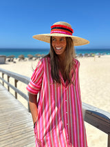 PINK STRIPED SHIRT-DRESS