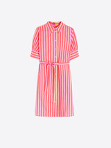 PINK STRIPED SHIRT-DRESS