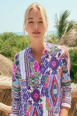 MULTICOLOURED PATCHWORK PRINT SHIRT
