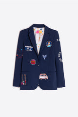 NAVY BLUE SURF EMBROIDERED JACKET