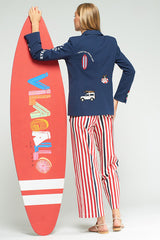 NAVY BLUE SURF EMBROIDERED JACKET