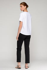 TURNED-UP HEM BLACK STRAIGHT-LEG TROUSERS