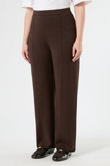 COLLANA BROWN VISCOSE KNIT TROUSERS