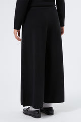 TEMPIO BLACK WOOL BLEND KNIT TROUSERS