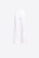 WHITE PUNTO CREPE FLARED-LEG TROUSERS