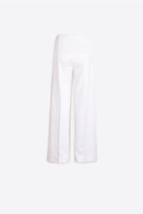 WHITE PUNTO CREPE FLARED-LEG TROUSERS