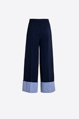 BLUE STRIPED TURN-UPS NAVY TROUSERS