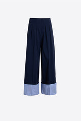 BLUE STRIPED TURN-UPS NAVY TROUSERS
