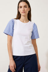 STRIPED SHORT-SLEEVED WHITE T-SHIRT