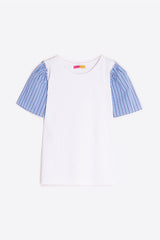 STRIPED SHORT-SLEEVED WHITE T-SHIRT