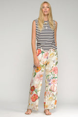 MULTICOLORED FLORAL PRINT TROUSERS